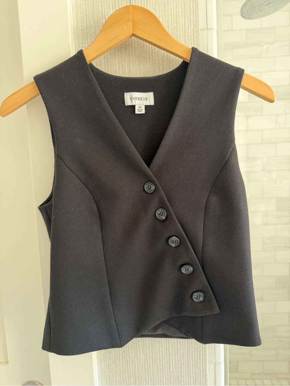 Evereve Black Sleeveless Asymmetrical Button Vest